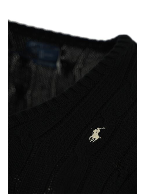 Maglione a trecce con scollo a V Black POLO RALPH LAUREN | 211891641017